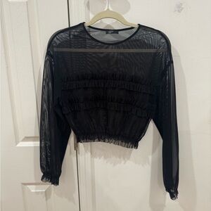 Nobody’s Child Sheer Long Sleeve Cropped Shirt